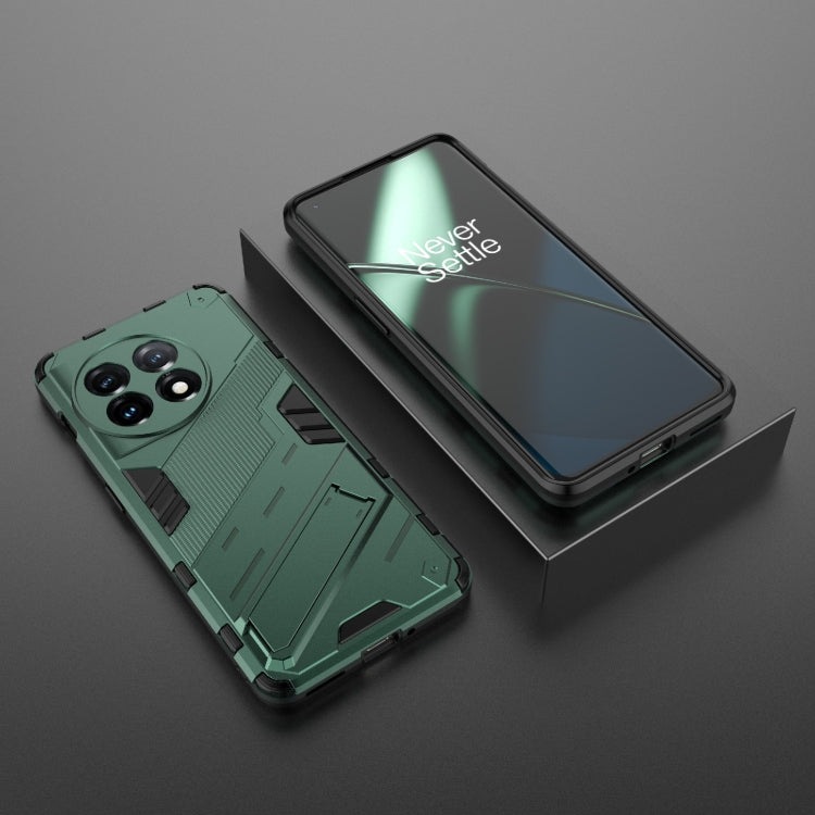 For OnePlus 11 5G Punk Armor 2 in 1 PC + TPU Shockproof Phone Case with Invisible Holder(Green) - OnePlus Cases by PMC TechLife | Online Shopping South Africa | PMC TechLife | Buy Now Pay Later Mobicred