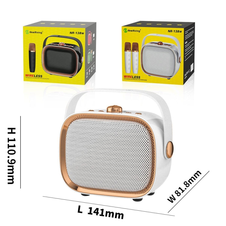 NewRixing NR138W Wireless Microphone TWS Handheld Noise Reduction Portable Smart Bluetooth Speaker(White) - Desktop Speaker by NewRixing | Online Shopping South Africa | PMC TechLife | Buy Now Pay Later Mobicred