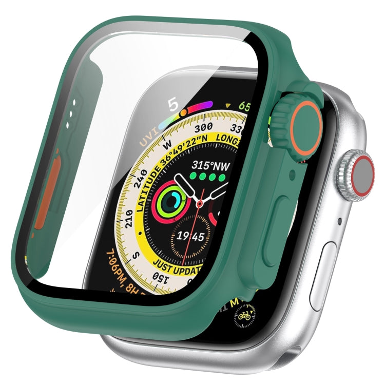 For Apple Watch Series 8 & 7 41mm Tempered Film + PC Integrated Watch Protective Case(Green) - Watch Cases by PMC Jewellery | Online Shopping South Africa | PMC Jewellery