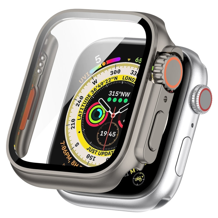 For Apple Watch Series 8 & 7 41mm Tempered Film + PC Integrated Watch Protective Case(Titanium Steel) -  by PMC TechLife | Online Shopping South Africa | PMC TechLife