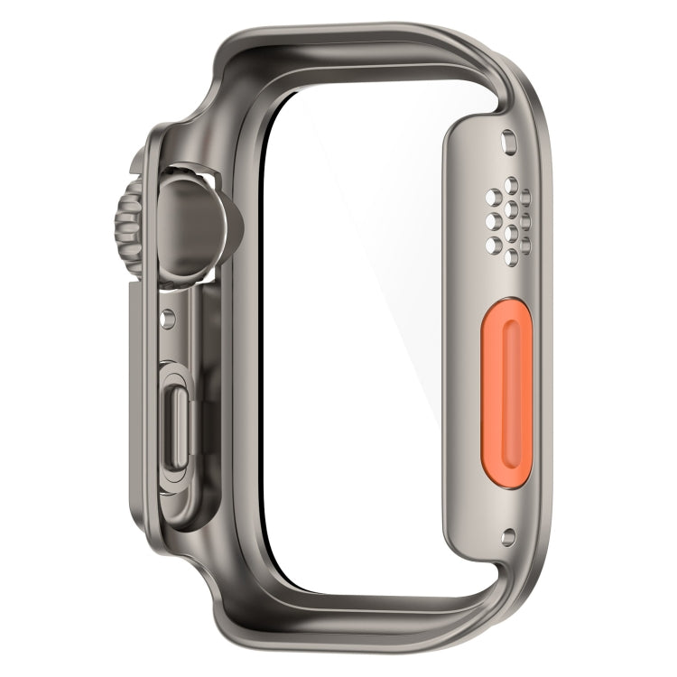 For Apple Watch Series 8 & 7 41mm Tempered Film + PC Integrated Watch Protective Case(Titanium Steel) -  by PMC TechLife | Online Shopping South Africa | PMC TechLife