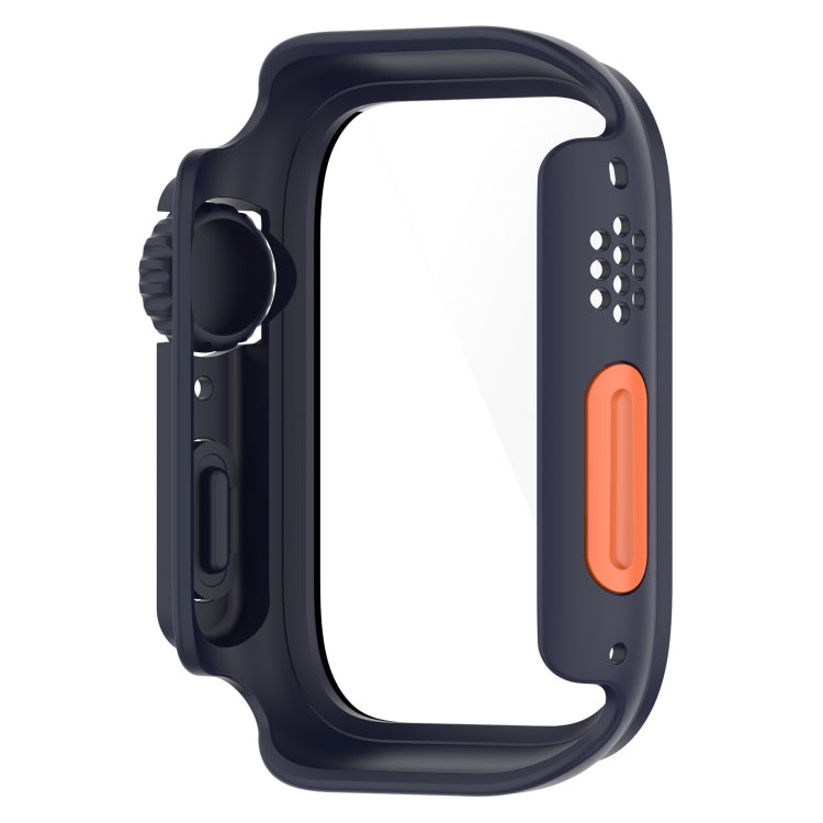 For Apple Watch Series 8 & 7 41mm Tempered Film + PC Integrated Watch Protective Case(Midnight Blue) -  by PMC Jewellery | Online Shopping South Africa | PMC Jewellery