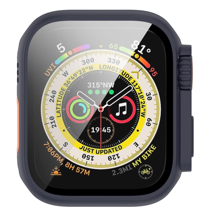 For Apple Watch Series 8 & 7 41mm Tempered Film + PC Integrated Watch Protective Case(Midnight Blue) -  by PMC TechLife | Online Shopping South Africa | PMC TechLife