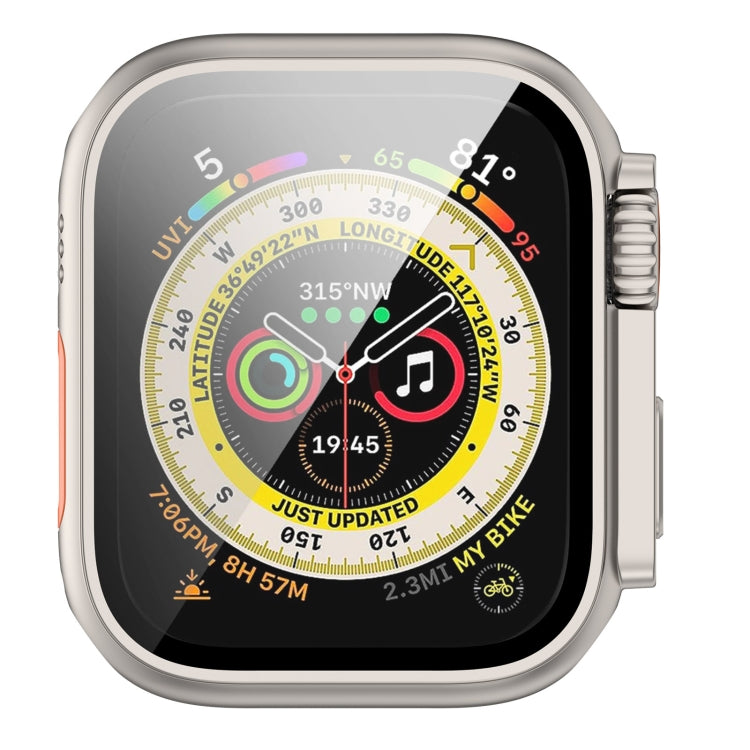 For Apple Watch Series 8 & 7 41mm Tempered Film + PC Integrated Watch Protective Case(Starlight Color) - Watch Cases by PMC TechLife | Online Shopping South Africa | PMC TechLife