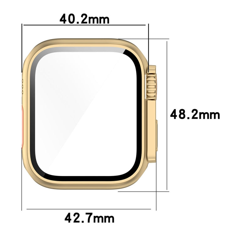 For Apple Watch Series 8 & 7 41mm Tempered Film + PC Integrated Watch Protective Case(Starlight Color) - Watch Cases by PMC TechLife | Online Shopping South Africa | PMC TechLife