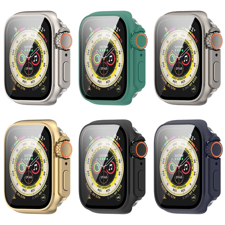 For Apple Watch Series 8 & 7 45mm Tempered Film + PC Integrated Watch Protective Case(Titanium Steel) -  by PMC TechLife | Online Shopping South Africa | PMC TechLife