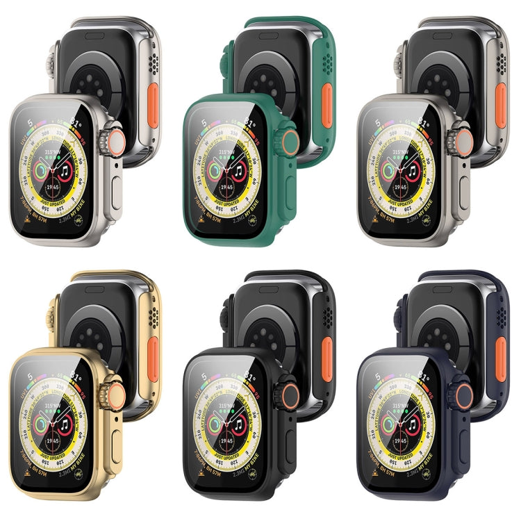For Apple Watch Series 8 & 7 45mm Tempered Film + PC Integrated Watch Protective Case(Titanium Steel) -  by PMC TechLife | Online Shopping South Africa | PMC TechLife