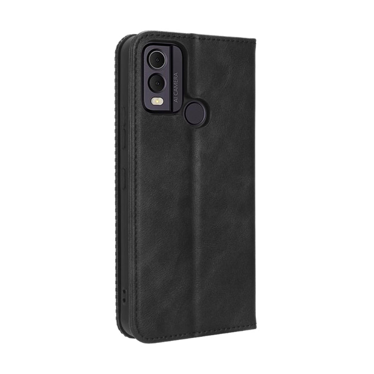 For Nokia C22 Magnetic Buckle Retro Texture Leather Phone Case(Black) - Nokia Cases by PMC Jewellery | Online Shopping South Africa | PMC Jewellery