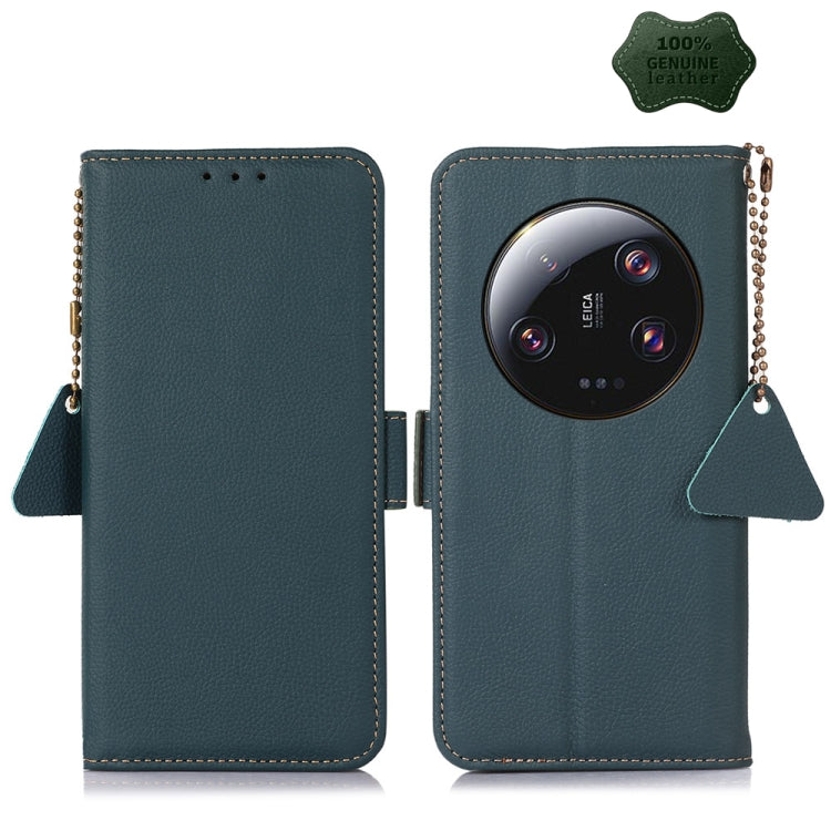 For Xiaomi 13 Ultra Side-Magnetic TJ Genuine Leather RFID Phone Case(Green) - 13 Ultra Cases by PMC Jewellery | Online Shopping South Africa | PMC Jewellery