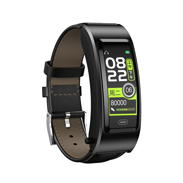 B7 Bluetooth Earphone Smart Bracelet, Support Sleep Monitoring / Blood Oxygen Monitoring / Heart Rate Monitoring(Black + Black Leather Belt) - Smart Wristbands by PMC TechLife | Online Shopping South Africa | PMC TechLife