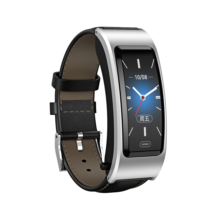 B7 Bluetooth Earphone Smart Bracelet, Support Sleep Monitoring / Blood Oxygen Monitoring / Heart Rate Monitoring(Silver + Black Leather Belt) -  by PMC TechLife | Online Shopping South Africa | PMC TechLife