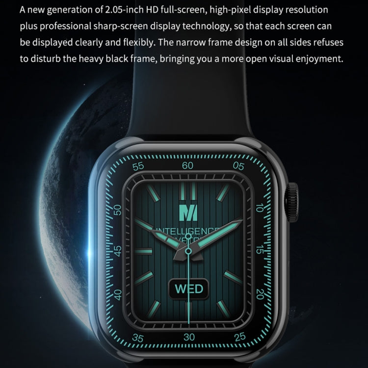 IW9 2.05 inch Square Screen Smart Watch Supports Bluetooth Calls/Blood Oxygen Monitoring(Black) - Smart Watches by PMC TechLife | Online Shopping South Africa | PMC TechLife
