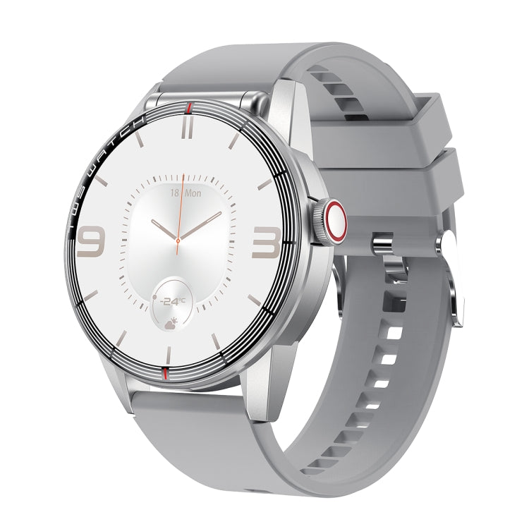 R6 1.32 inch Round Screen 2 in 1 Bluetooth Earphone Smart Watch, Support Bluetooth Call / Health Monitoring(Silver Silicone Strap) -  by PMC TechLife | Online Shopping South Africa | PMC TechLife