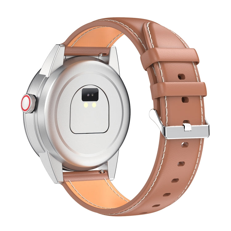 R6 1.32 inch Round Screen 2 in 1 Bluetooth Earphone Smart Watch, Support Bluetooth Call / Health Monitoring(Brown Leather Strap) -  by PMC TechLife | Online Shopping South Africa | PMC TechLife