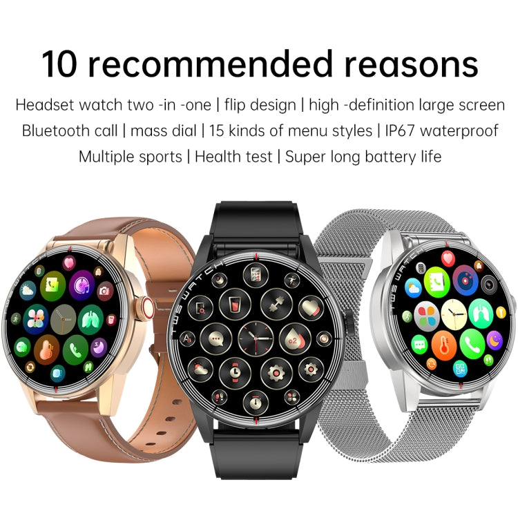 R6 1.32 inch Round Screen 2 in 1 Bluetooth Earphone Smart Watch, Support Bluetooth Call / Health Monitoring(Black Steel Strap) -  by PMC TechLife | Online Shopping South Africa | PMC TechLife