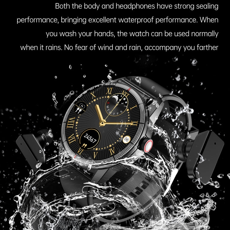 R6 1.32 inch Round Screen 2 in 1 Bluetooth Earphone Smart Watch, Support Bluetooth Call / Health Monitoring(Silver Steel Strap) -  by PMC TechLife | Online Shopping South Africa | PMC TechLife