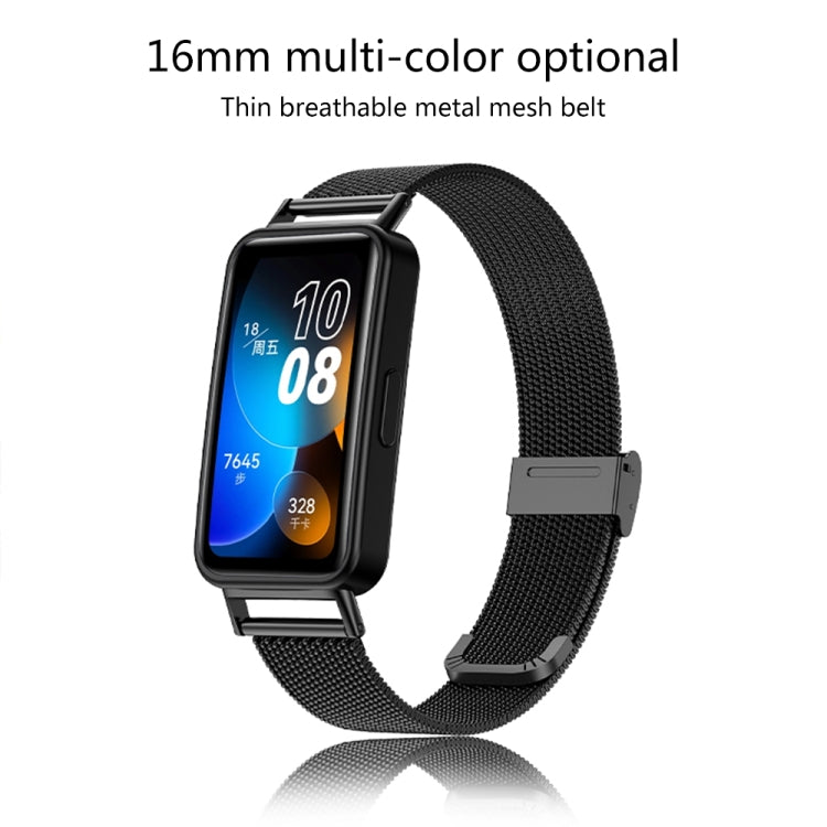 For Huawei Band 8 16mm Milan Stainless Steel Metal Mesh Watch Band(Black) -  by PMC Jewellery | Online Shopping South Africa | PMC Jewellery