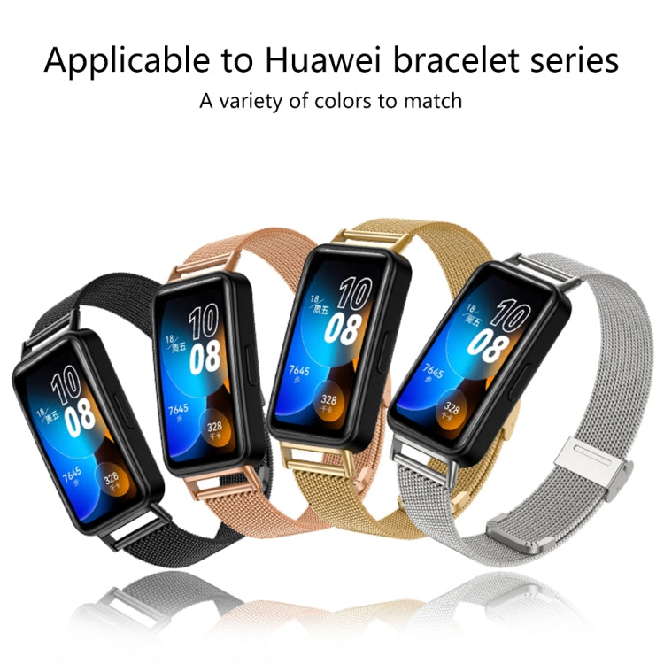 For Huawei Band 8 16mm Milan Stainless Steel Metal Mesh Watch Band(Black) -  by PMC Jewellery | Online Shopping South Africa | PMC Jewellery