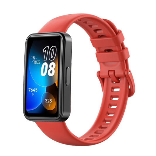 For Huawei Band 8 16mm Solid Color Silicone Replacement Watch Band(Red) - Watch Bands by PMC Jewellery | Online Shopping South Africa | PMC Jewellery