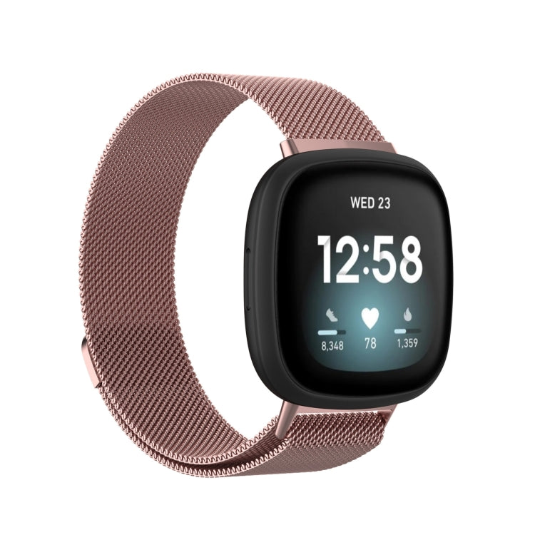 For Fitbit Versa 4 Milanese Magnetic Metal Weave Watchband, Small Size(Pink) - Watch Bands by PMC TechLife | Online Shopping South Africa | PMC TechLife