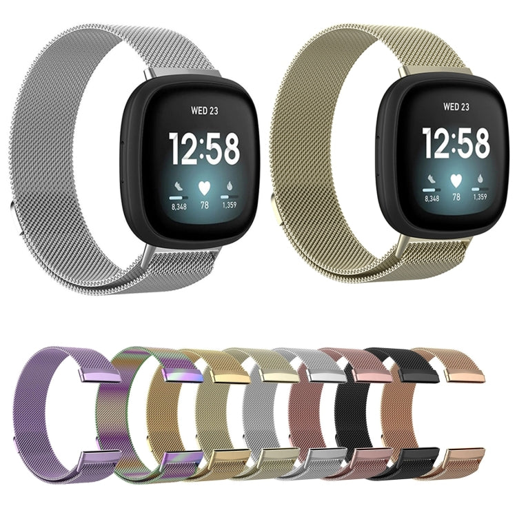 For Fitbit Versa 4 Milanese Magnetic Metal Weave Watchband, Small Size(Rose Gold) - Watch Bands by PMC TechLife | Online Shopping South Africa | PMC TechLife