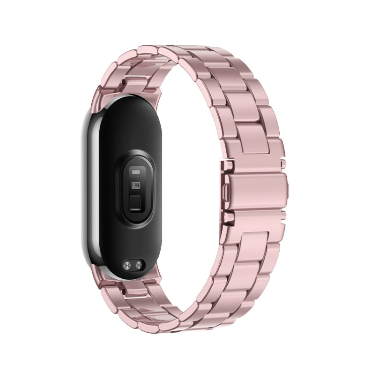 For Xiaomi Mi Band 8 Milanese Three-bead Metal Watch Band(Rose Pink) -  by PMC Jewellery | Online Shopping South Africa | PMC Jewellery