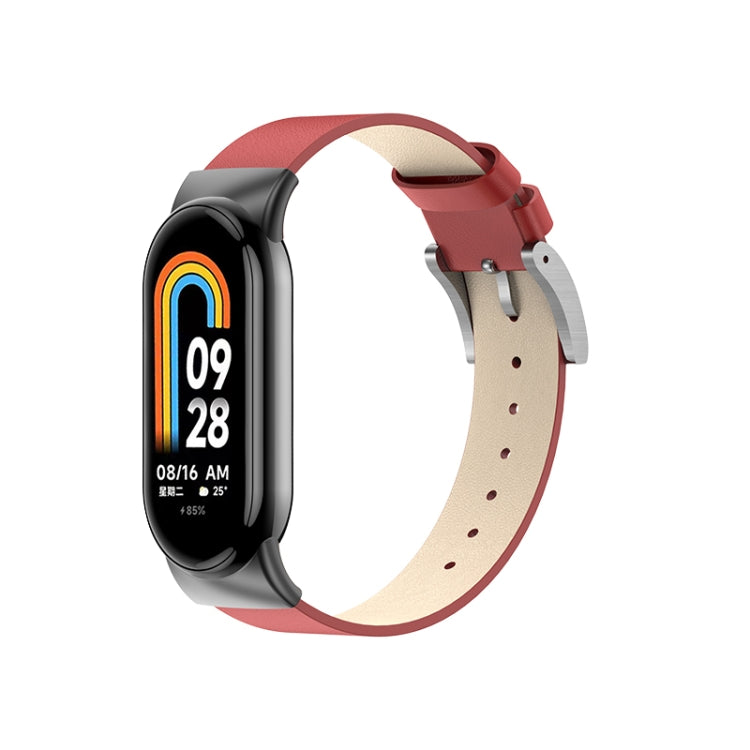 For Xiaomi Mi Band 8 Leather Replacement Watch Band(Red) -  by PMC TechLife | Online Shopping South Africa | PMC TechLife