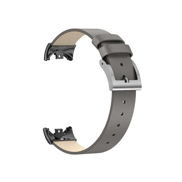 For Xiaomi Mi Band 8 Leather Replacement Watch Band(Grey) -  by PMC Jewellery | Online Shopping South Africa | PMC Jewellery