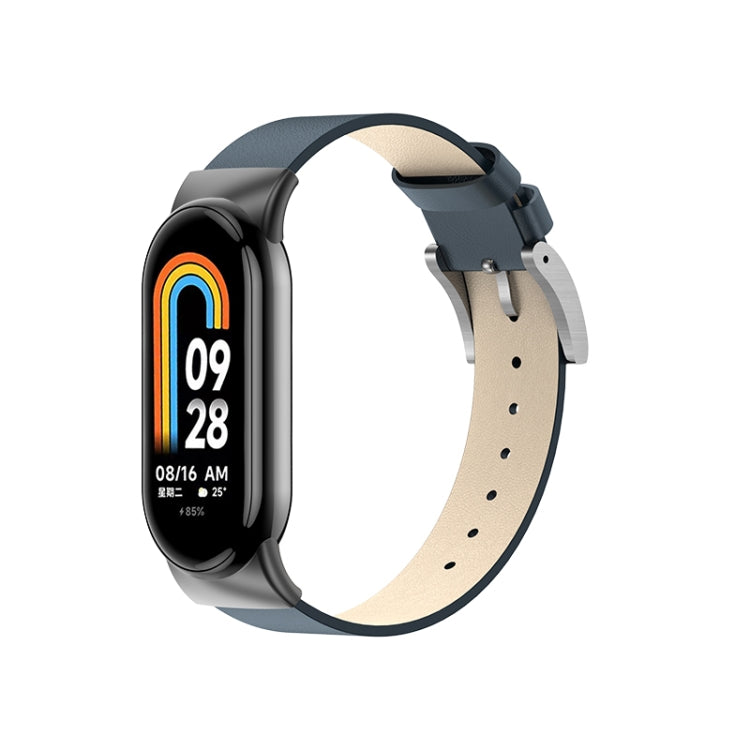 For Xiaomi Mi Band 8 Leather Replacement Watch Band(Midnight Blue) -  by PMC TechLife | Online Shopping South Africa | PMC TechLife