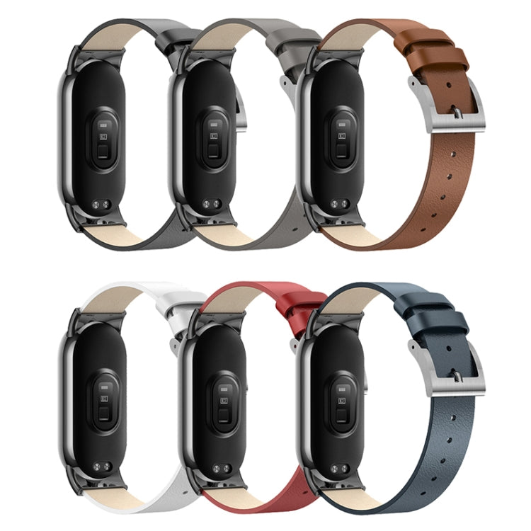 For Xiaomi Mi Band 8 Leather Replacement Watch Band(Midnight Blue) -  by PMC TechLife | Online Shopping South Africa | PMC TechLife
