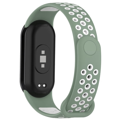 For Xiaomi Mi Band 8 Sports Two Color Silicone Watch Band(Light Green White) -  by PMC Jewellery | Online Shopping South Africa | PMC Jewellery