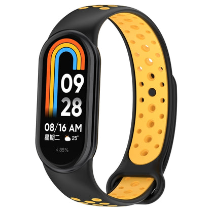 For Xiaomi Mi Band 8 Sports Two Color Silicone Watch Band(Black Yellow) -  by PMC Jewellery | Online Shopping South Africa | PMC Jewellery