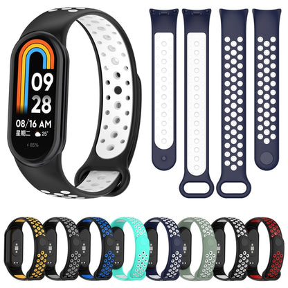 For Xiaomi Mi Band 8 Sports Two Color Silicone Watch Band(Black Blue) -  by PMC Jewellery | Online Shopping South Africa | PMC Jewellery