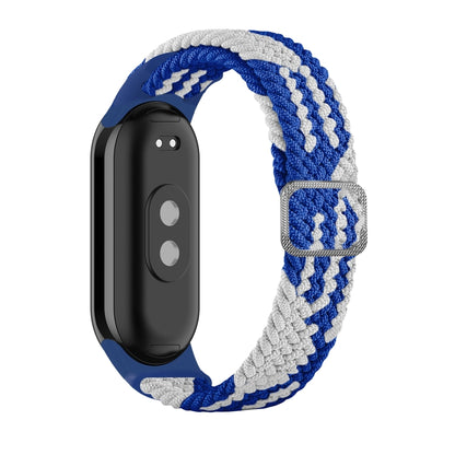 For Xiaomi Mi Band 8 Adjustable Nylon Braided Elasticity Watch Band(Blue White) -  by PMC Jewellery | Online Shopping South Africa | PMC Jewellery