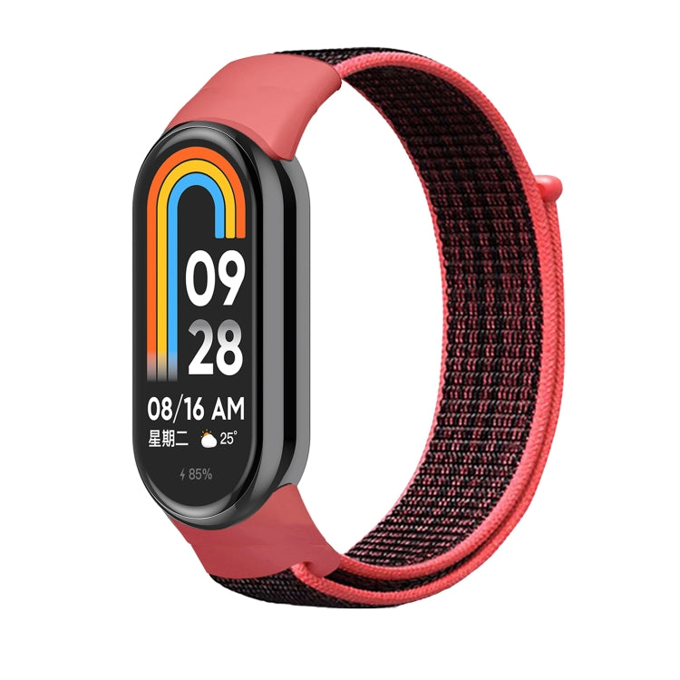 For Xiaomi Mi Band 8 Loop Nylon Replacement Watch Band(Red Black) -  by PMC Jewellery | Online Shopping South Africa | PMC Jewellery