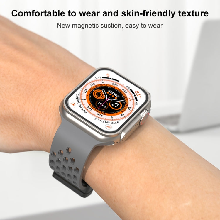 Magnetic Clasp Silicone Watch Band For Apple Watch Ultra 49mm / Series 8&7 45mm / SE 2&6&SE&5&4 44mm / 3&2&1 42mm(Alfalfa Grass) -  by PMC Jewellery | Online Shopping South Africa | PMC Jewellery