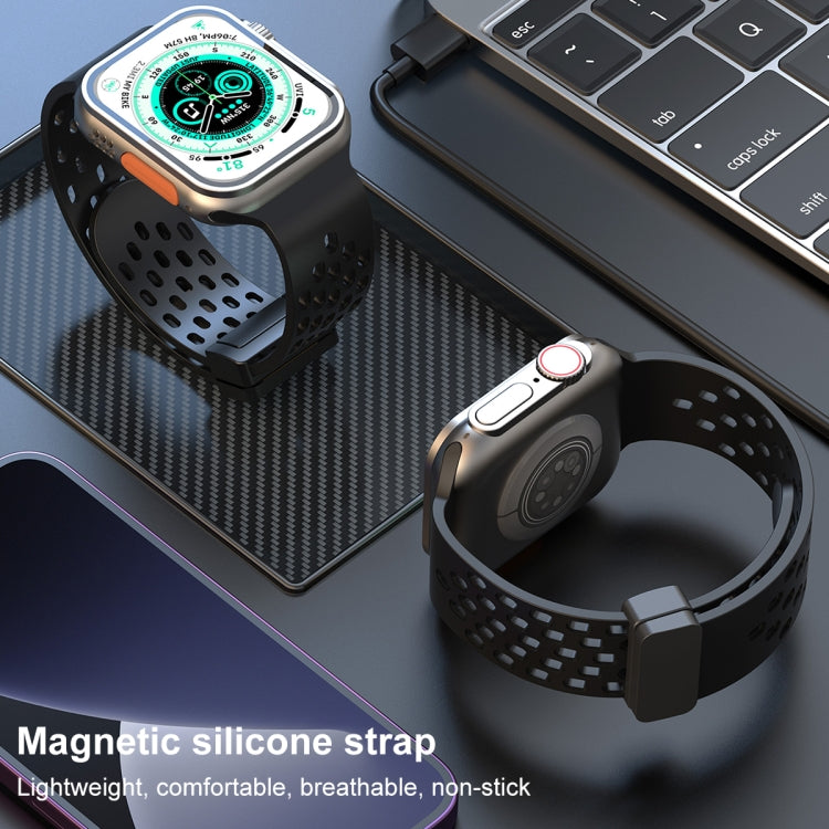 Magnetic Clasp Silicone Watch Band For Apple Watch Ultra 49mm / Series 8&7 45mm / SE 2&6&SE&5&4 44mm / 3&2&1 42mm(Starlight) -  by PMC Jewellery | Online Shopping South Africa | PMC Jewellery