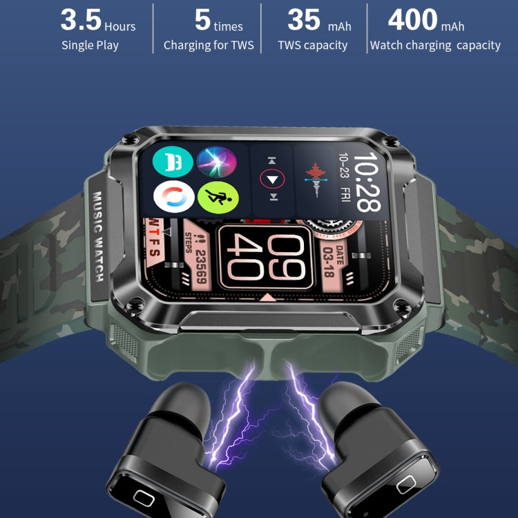 OVISEN T93 1.96 inch IPS Screen 2 in 1 Bluetooth Headset Smart Watch, Supports Blood Oxygen Monitoring/Bluetooth Music(Green) - Smart Watches by PMC TechLife | Online Shopping South Africa | PMC TechLife