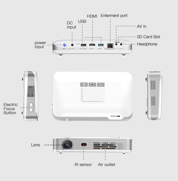 WOWOTO T9S TI DLP DMD 0.45 1280 x 800 4K 350ANSI RGB LED Smart Projector(UK Plug) - LED Projector by WOWOTO | Online Shopping South Africa | PMC TechLife | Buy Now Pay Later Mobicred