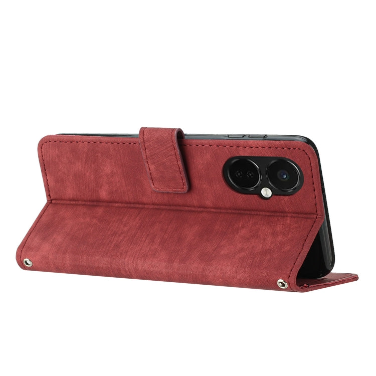 For OnePlus Nord CE 3/Nord CE 3 Lite/Nord N30 Skin Feel Stripe Pattern Leather Phone Case with Lanyard(Red) - free shipping - PMC TechLife - Order now!