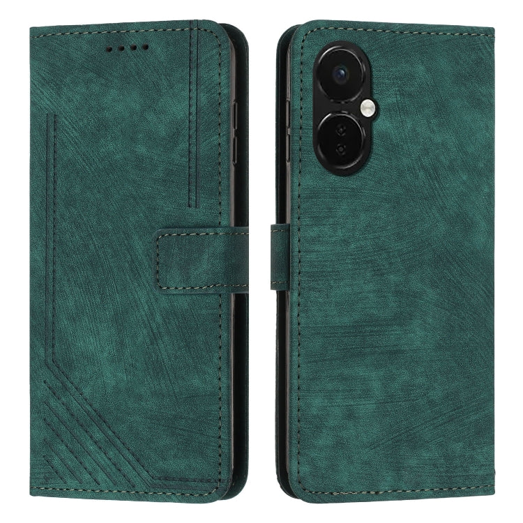 For OnePlus Nord CE 3/Nord CE 3 Lite/Nord N30 Skin Feel Stripe Pattern Leather Phone Case with Lanyard(Green) - free shipping - PMC TechLife - Order now!
