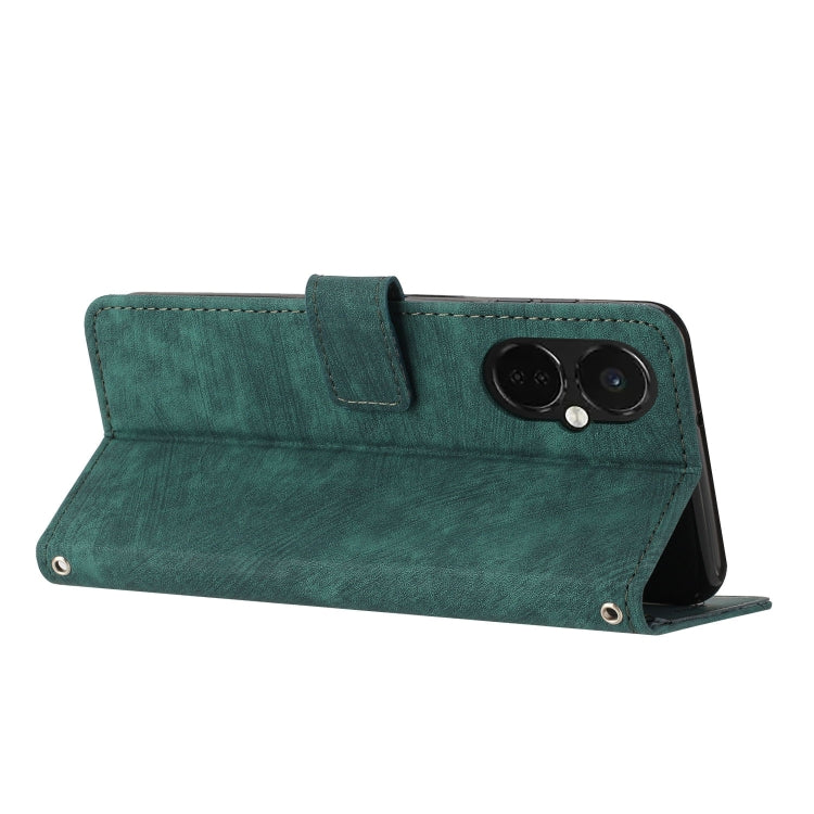 For OnePlus Nord CE 3/Nord CE 3 Lite/Nord N30 Skin Feel Stripe Pattern Leather Phone Case with Lanyard(Green) - free shipping - PMC TechLife - Order now!