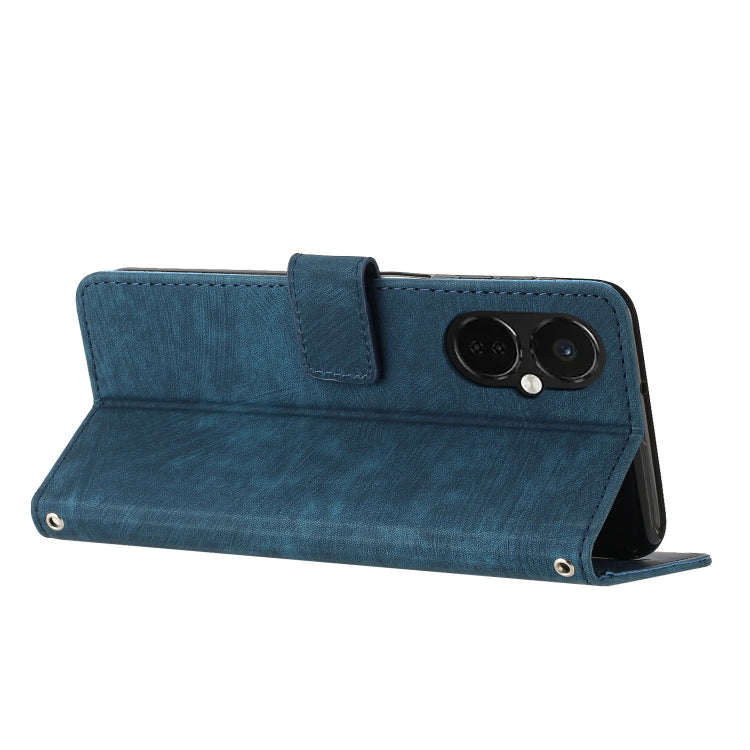 For OnePlus Nord CE 3/Nord CE 3 Lite/Nord N30 Skin Feel Stripe Pattern Leather Phone Case with Lanyard(Blue) - free shipping - PMC TechLife - Order now!