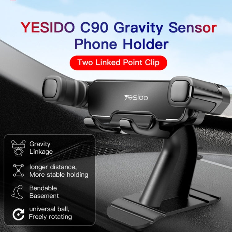 Yesido C90 Car Center Console Paste Magnetic Gravity Mobile Phone Holder(Black) - Car Holders by Yesido | Online Shopping South Africa | PMC Jewellery