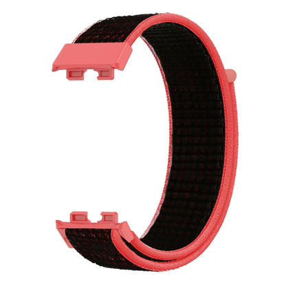 For Huawei Band 8 16mm Woven Nylon Loop Watch Band(Red Black) - Watch Bands by PMC Jewellery | Online Shopping South Africa | PMC Jewellery