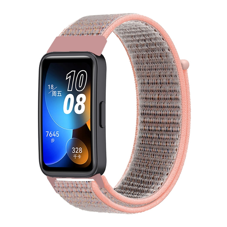 For Huawei Band 8 16mm Woven Nylon Loop Watch Band(Pinkish Color) - Watch Bands by PMC Jewellery | Online Shopping South Africa | PMC Jewellery