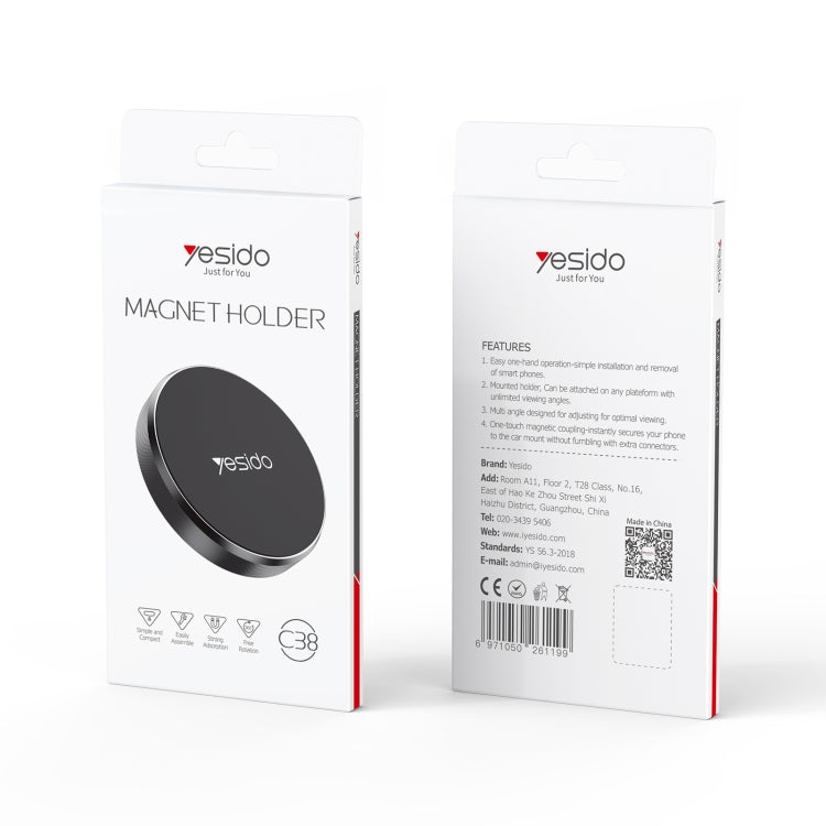 Yesido C38 Car Round Plate Magnetic Phone Holder(Black) - Car Holders by Yesido | Online Shopping South Africa | PMC Jewellery