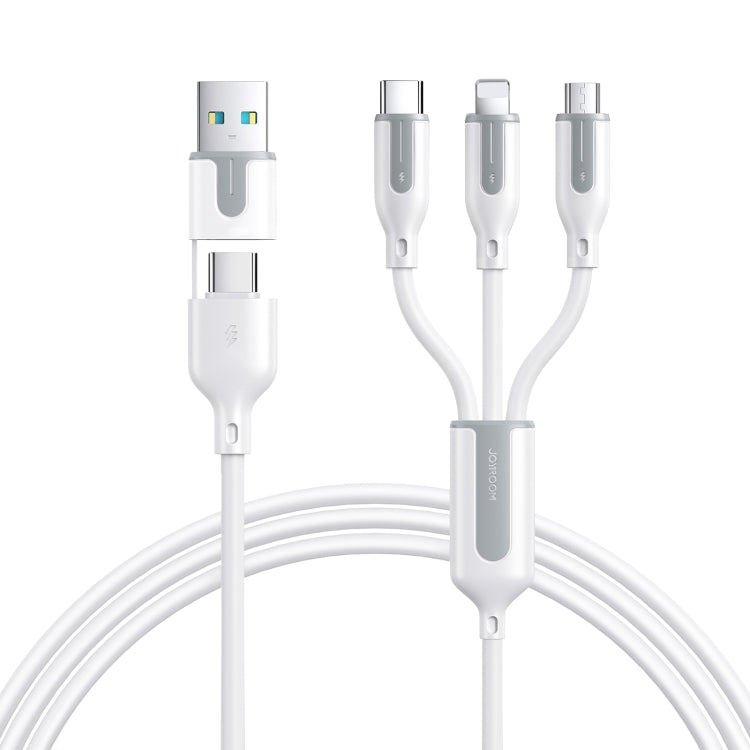 JOYROOM S-2T3018A15 Ice-Crystal Series 1.2m 3.5A USB+Type-C to 8 Pin+Type-C+Micro USB 3 in 2 Fast Charging Cable(White) - Multifunction Cable by JOYROOM | Online Shopping South Africa | PMC Jewellery