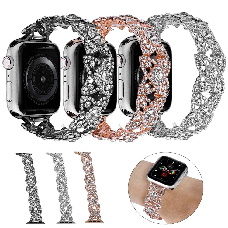 4-Petal Diamond Metal Watch Band For Apple Watch Ultra 49mm(Black) -  by PMC Jewellery | Online Shopping South Africa | PMC Jewellery