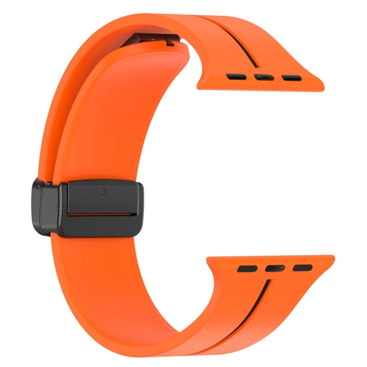 Two Color Folding Buckle Silicone Watch Band For Apple Watch Ultra 49mm(Orange+Black) - Watch Bands by PMC Jewellery | Online Shopping South Africa | PMC Jewellery